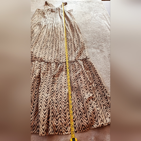 Joie Rosabel Printed Tiered Dress, Brown Cream Halter Geometric Pattern, Size XS - Picture 9 of 9